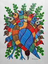 Gond Art Painting-Pea Hen