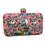 Pink Gond Art Clutch Bags