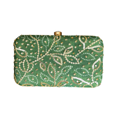 Green Bandhani Clutch