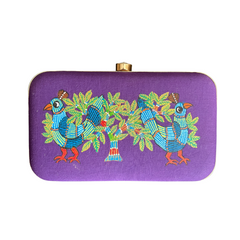 Purple Gond Art Clutch Bags