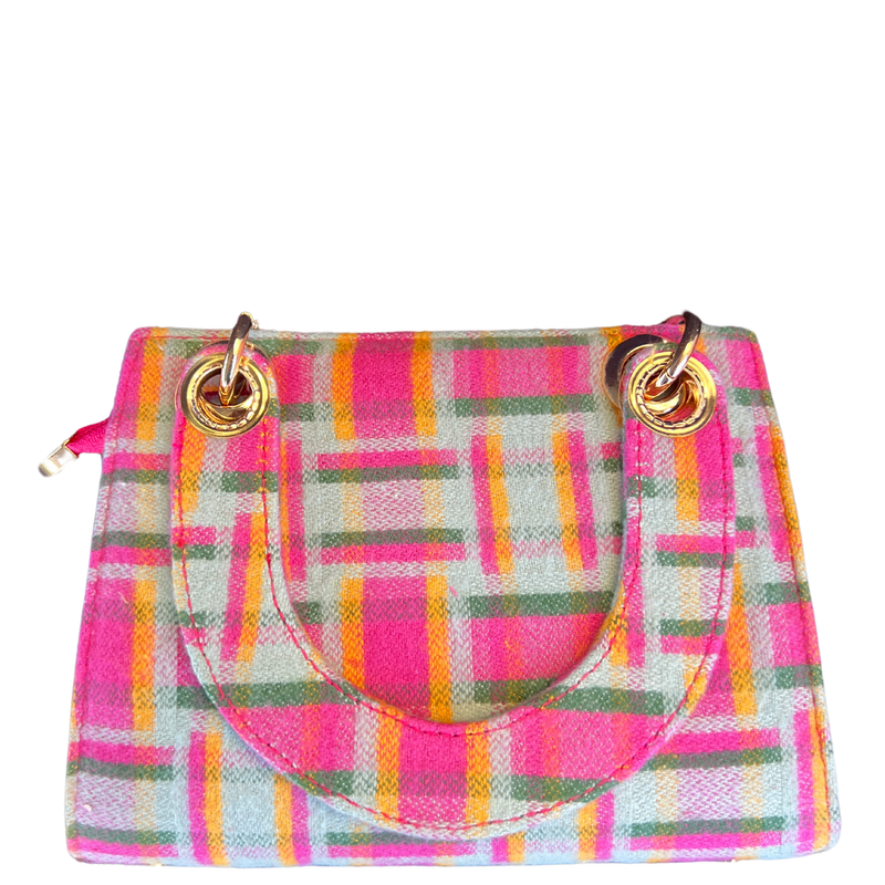 Multi Color Plaid Mini Bag