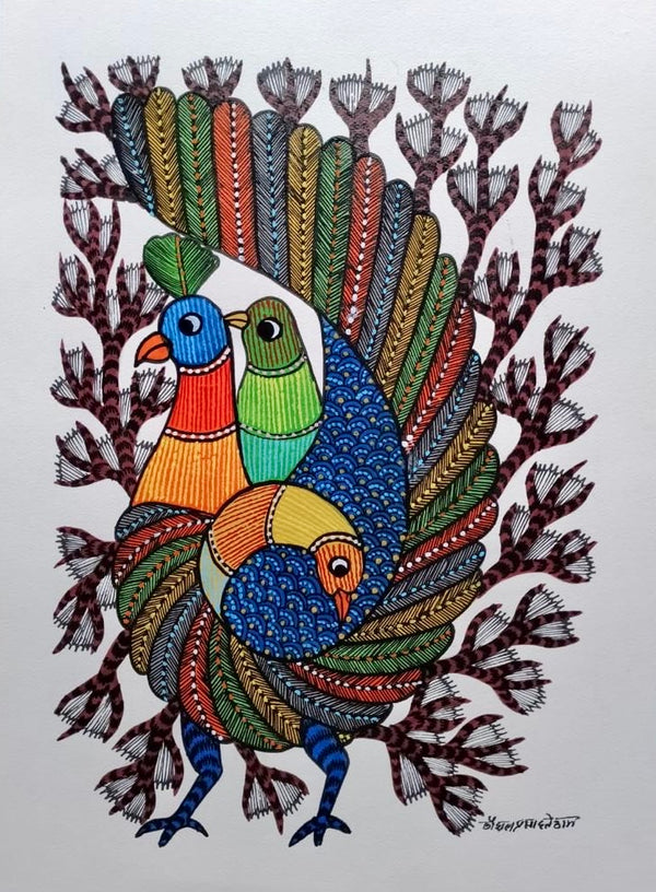 Gond Art Painting-Peacock