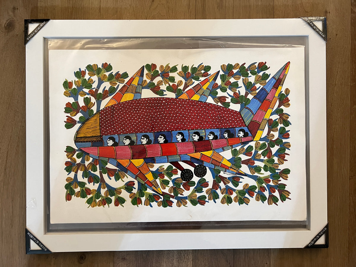 Gond Art Painting-Aeroplane