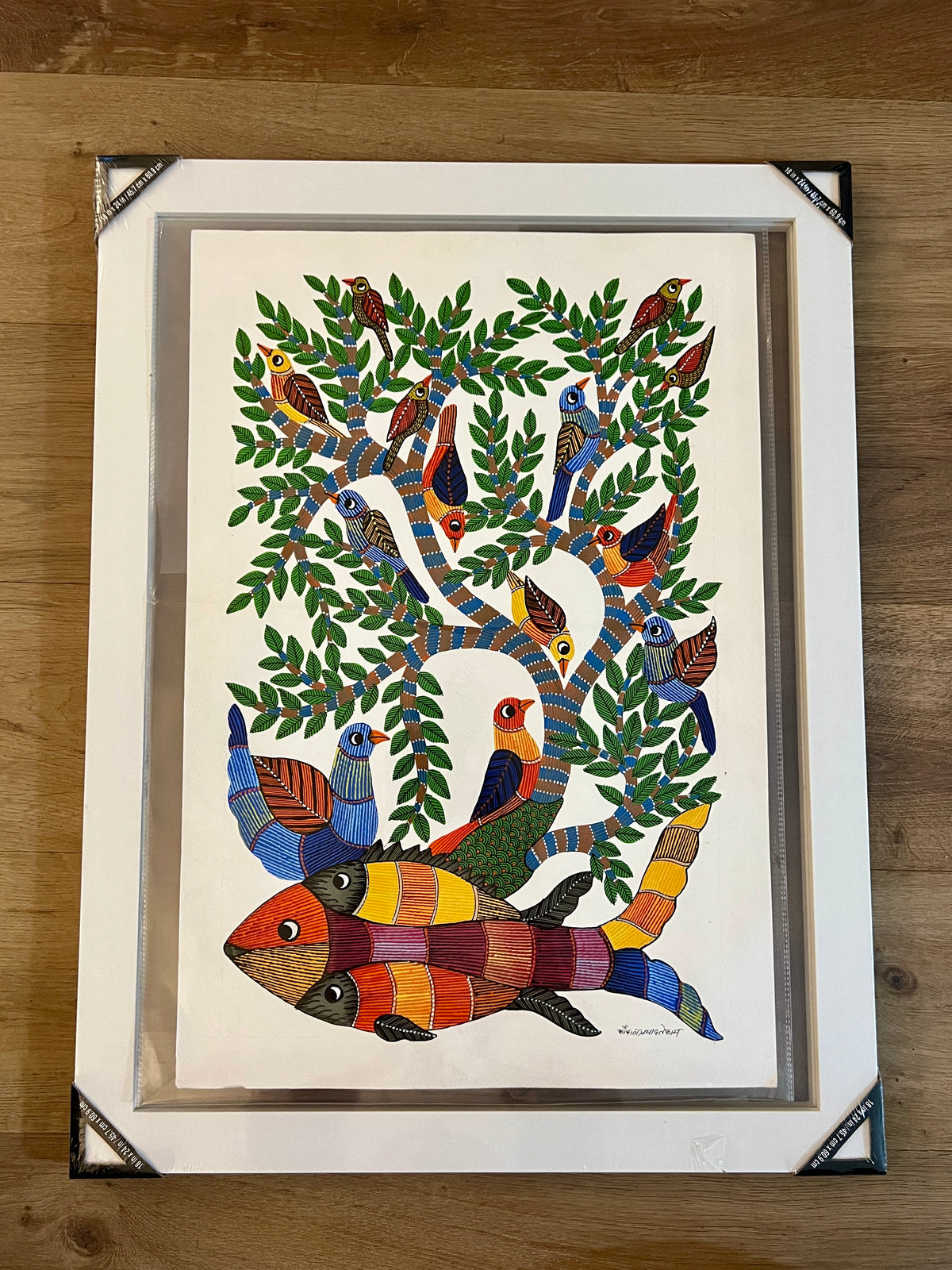 Gond Art Painting-Fish and Tree of Life