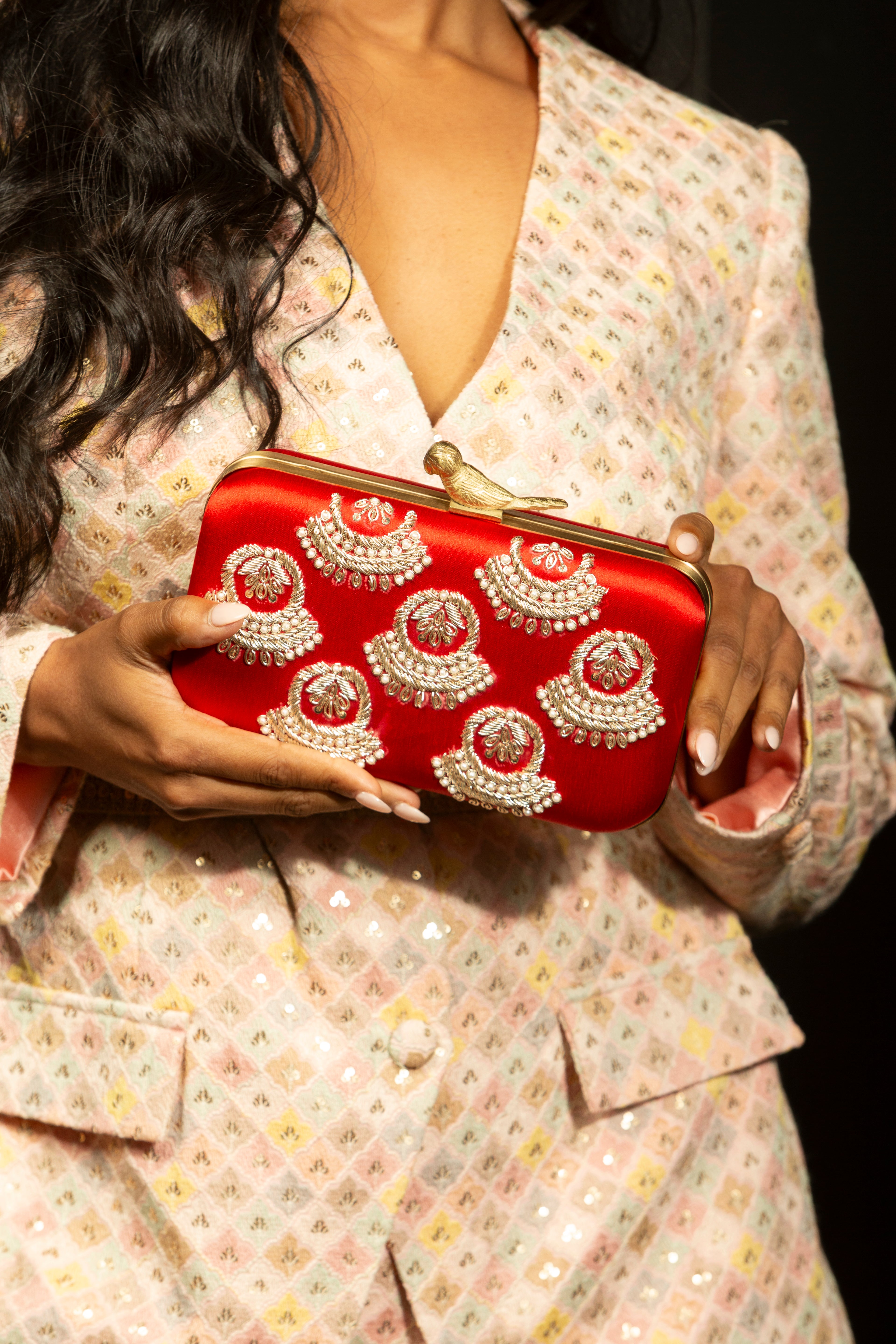 Red Jhumka Clutch Bag