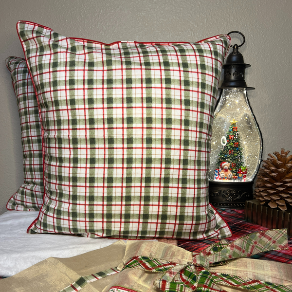 Green & Red Plaid Cushion Covers