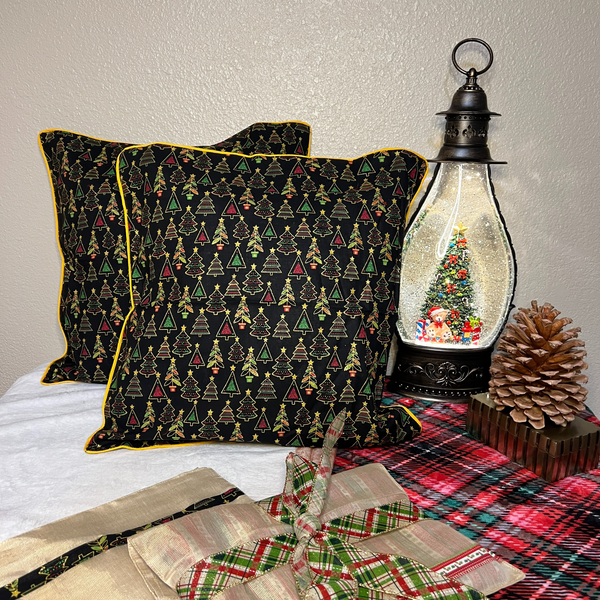 Black Christmas Tree Cushion Covers