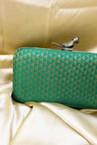 Emerald Green Brocade Clutch
