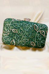 Green Bandhani Clutch