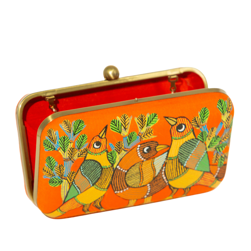 Orange Gond Art Bags