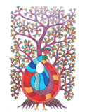Gond Art Painting-Peacock and Tree of Life