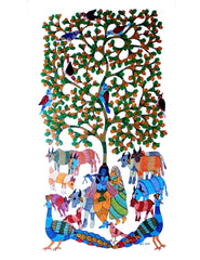 Gond Art Painting-Radha & Krishna