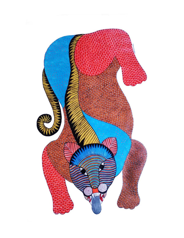 Gond Art Painting-Lion