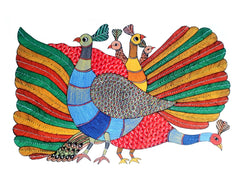 Gond Art Painting-Peacocks