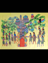 Gond Art Painting-Depicting Gond Tribal Wedding Ritual