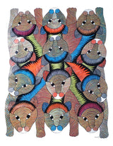 Gond Art Painting-Faces of Lion