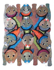 Gond Art Painting-Faces of Lion