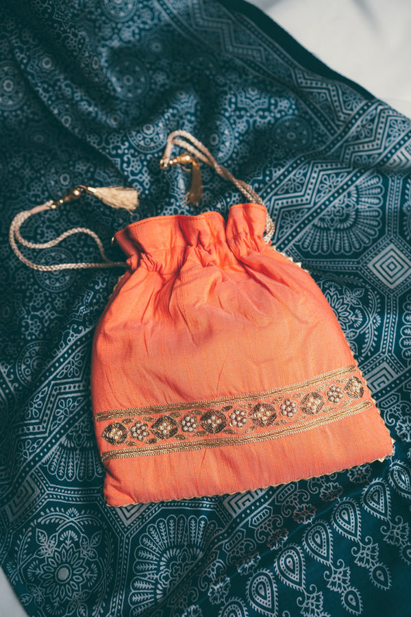 Corral Rose Potli Bag/Drawstring Bag