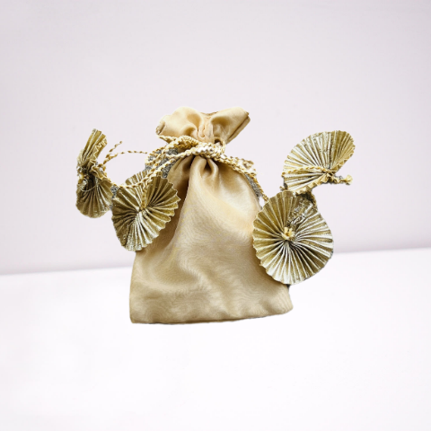 Golden Drawstring Gift Bag